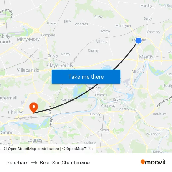 Penchard to Brou-Sur-Chantereine map