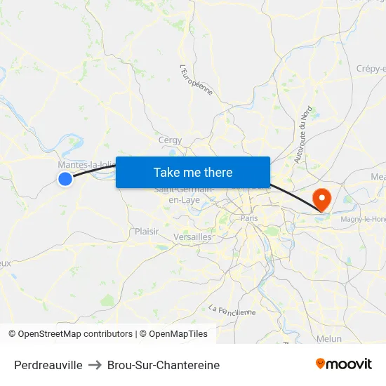 Perdreauville to Brou-Sur-Chantereine map