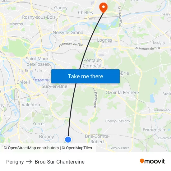 Perigny to Brou-Sur-Chantereine map