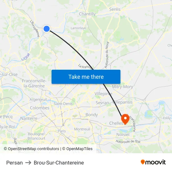 Persan to Brou-Sur-Chantereine map