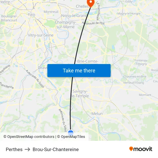 Perthes to Brou-Sur-Chantereine map