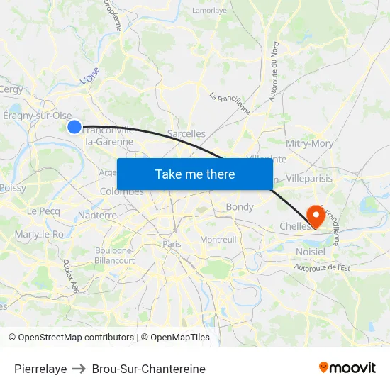 Pierrelaye to Brou-Sur-Chantereine map