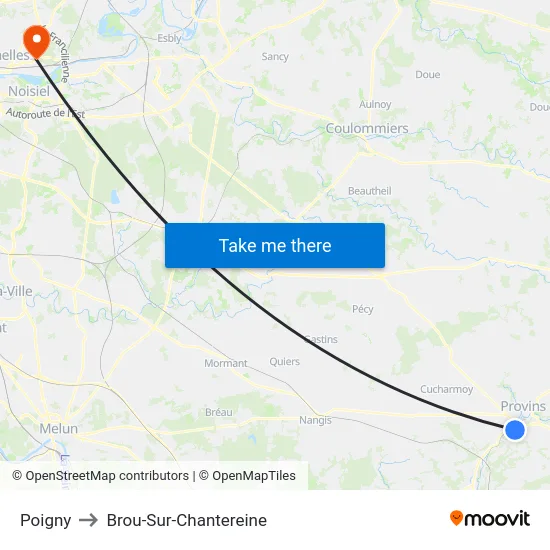 Poigny to Brou-Sur-Chantereine map
