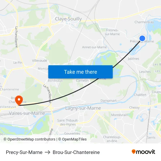 Precy-Sur-Marne to Brou-Sur-Chantereine map