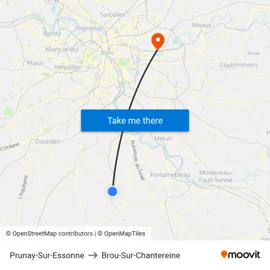 Prunay-Sur-Essonne to Brou-Sur-Chantereine map