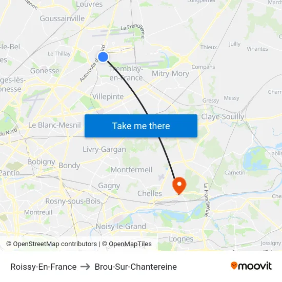 Roissy-En-France to Brou-Sur-Chantereine map