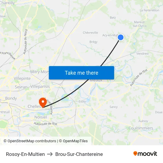 Rosoy-En-Multien to Brou-Sur-Chantereine map