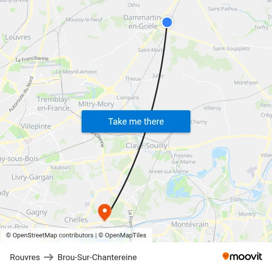 Rouvres to Brou-Sur-Chantereine map