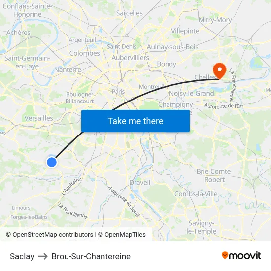 Saclay to Brou-Sur-Chantereine map