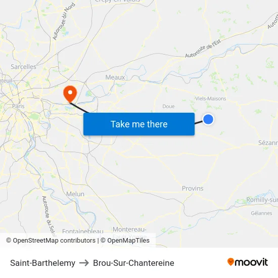 Saint-Barthelemy to Brou-Sur-Chantereine map