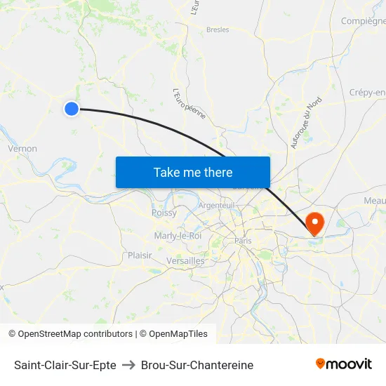 Saint-Clair-Sur-Epte to Brou-Sur-Chantereine map