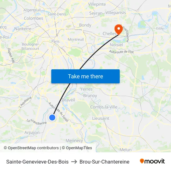 Sainte-Genevieve-Des-Bois to Brou-Sur-Chantereine map