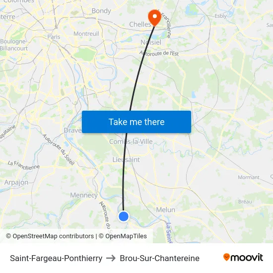 Saint-Fargeau-Ponthierry to Brou-Sur-Chantereine map