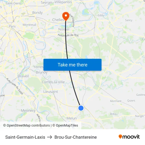 Saint-Germain-Laxis to Brou-Sur-Chantereine map