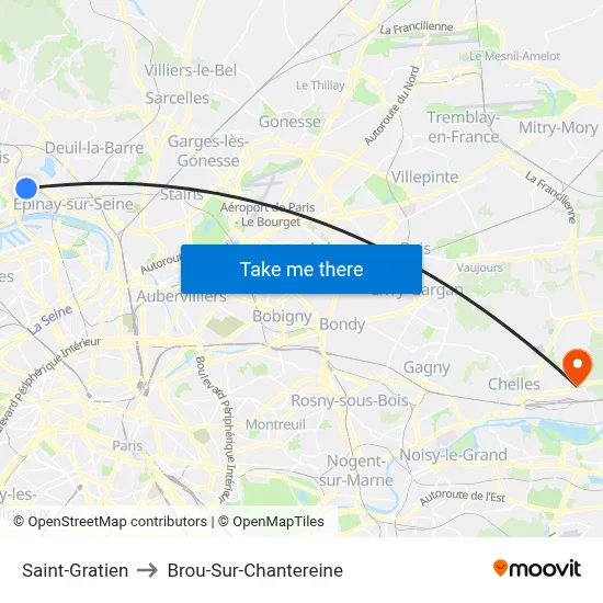 Saint-Gratien to Brou-Sur-Chantereine map