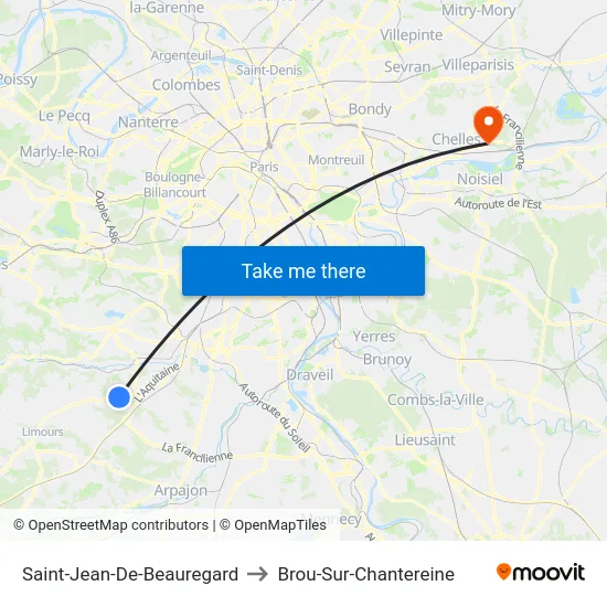 Saint-Jean-De-Beauregard to Brou-Sur-Chantereine map