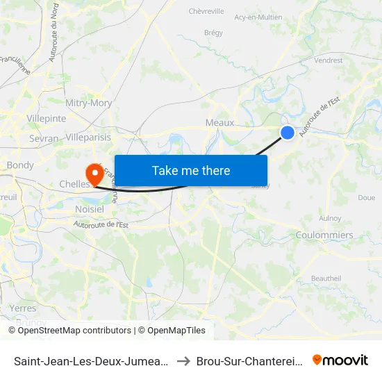 Saint-Jean-Les-Deux-Jumeaux to Brou-Sur-Chantereine map