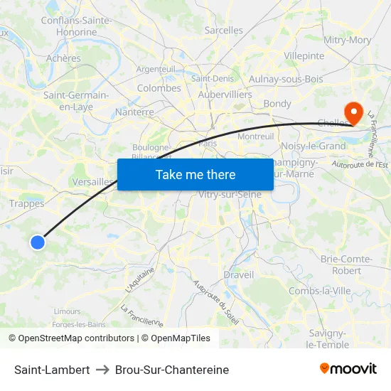 Saint-Lambert to Brou-Sur-Chantereine map
