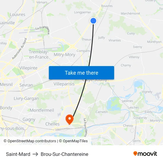 Saint-Mard to Brou-Sur-Chantereine map