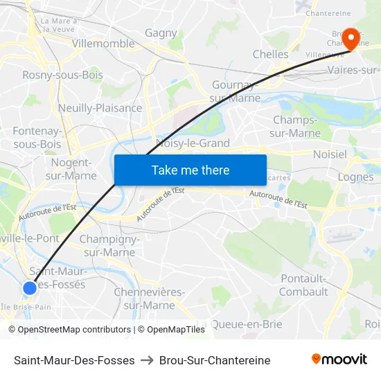 Saint-Maur-Des-Fosses to Brou-Sur-Chantereine map
