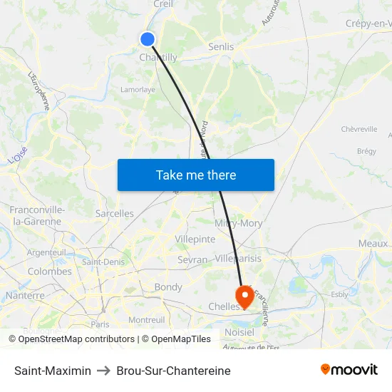 Saint-Maximin to Brou-Sur-Chantereine map