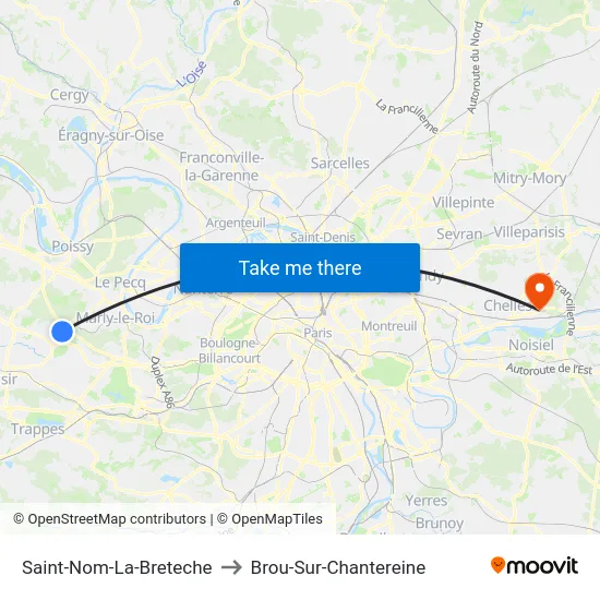 Saint-Nom-La-Breteche to Brou-Sur-Chantereine map