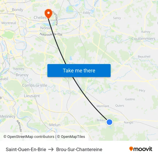 Saint-Ouen-En-Brie to Brou-Sur-Chantereine map