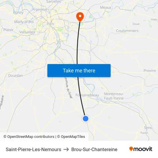 Saint-Pierre-Les-Nemours to Brou-Sur-Chantereine map