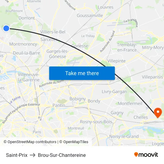 Saint-Prix to Brou-Sur-Chantereine map