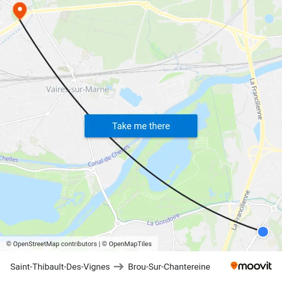 Saint-Thibault-Des-Vignes to Brou-Sur-Chantereine map