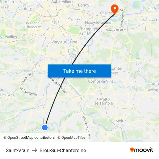 Saint-Vrain to Brou-Sur-Chantereine map