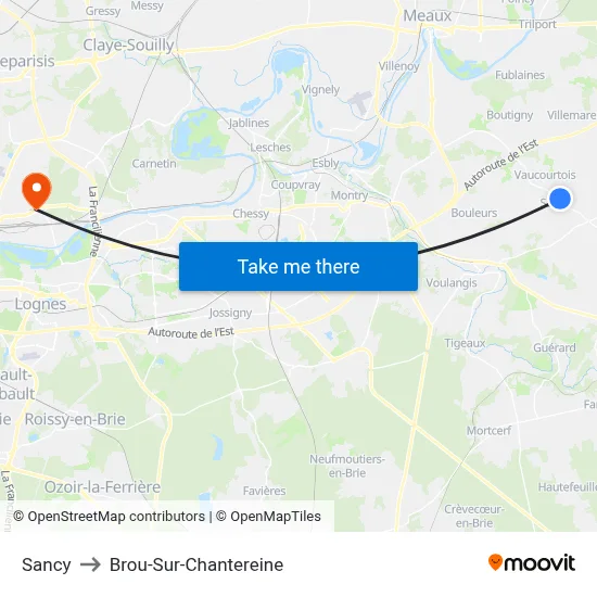 Sancy to Brou-Sur-Chantereine map