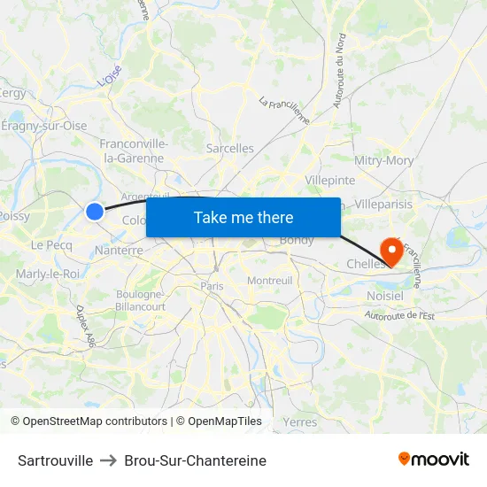 Sartrouville to Brou-Sur-Chantereine map