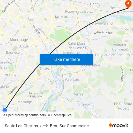 Saulx-Les-Chartreux to Brou-Sur-Chantereine map