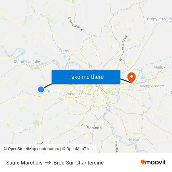 Saulx-Marchais to Brou-Sur-Chantereine map