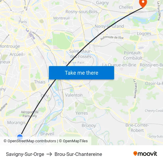 Savigny-Sur-Orge to Brou-Sur-Chantereine map