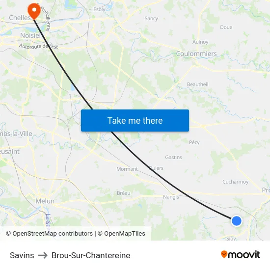 Savins to Brou-Sur-Chantereine map