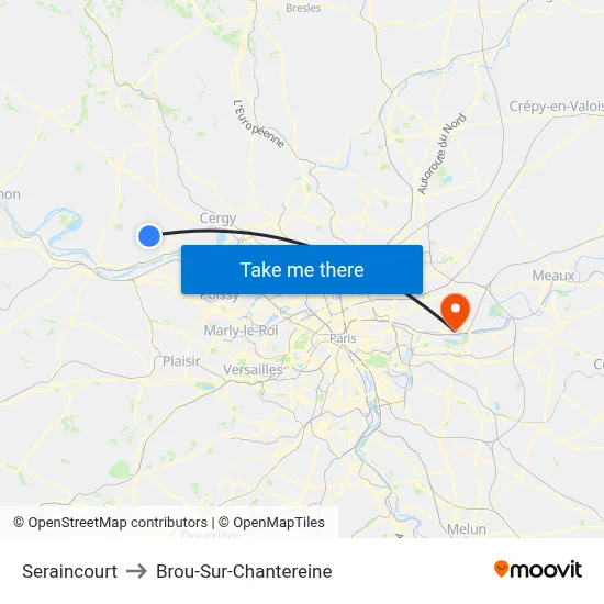 Seraincourt to Brou-Sur-Chantereine map