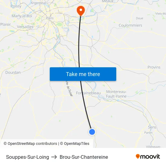 Souppes-Sur-Loing to Brou-Sur-Chantereine map
