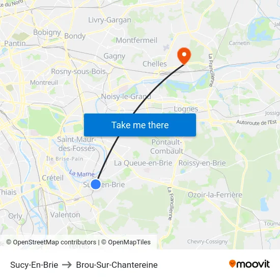 Sucy-En-Brie to Brou-Sur-Chantereine map