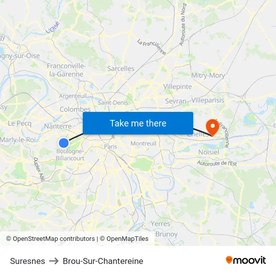 Suresnes to Brou-Sur-Chantereine map