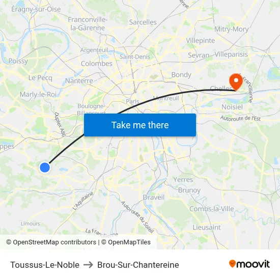 Toussus-Le-Noble to Brou-Sur-Chantereine map