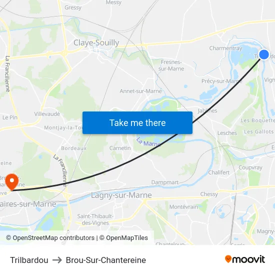 Trilbardou to Brou-Sur-Chantereine map