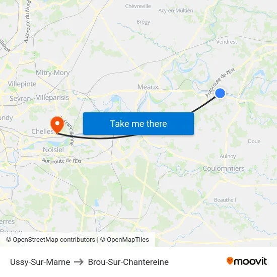 Ussy-Sur-Marne to Brou-Sur-Chantereine map