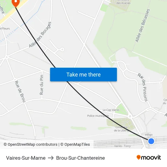 Vaires-Sur-Marne to Brou-Sur-Chantereine map