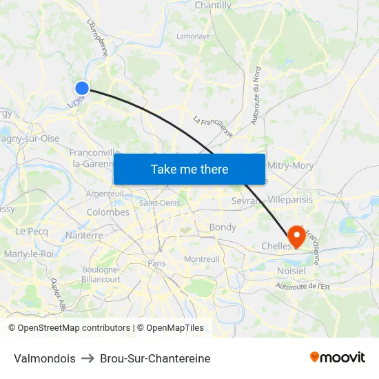 Valmondois to Brou-Sur-Chantereine map