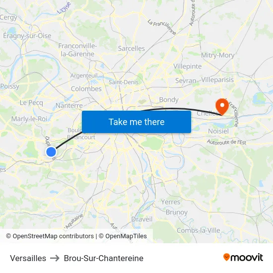 Versailles to Brou-Sur-Chantereine map