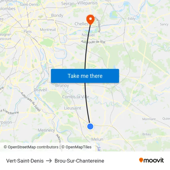Vert-Saint-Denis to Brou-Sur-Chantereine map