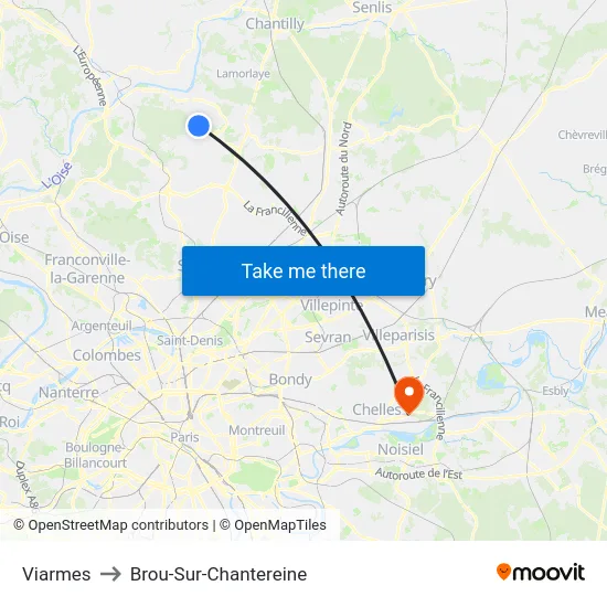Viarmes to Brou-Sur-Chantereine map