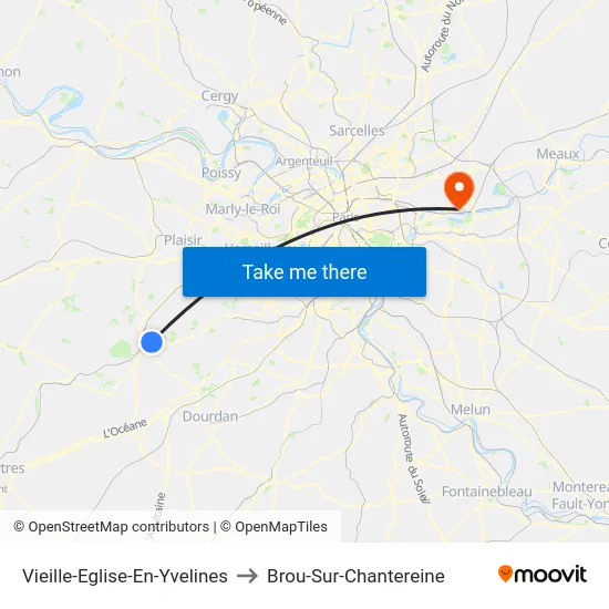 Vieille-Eglise-En-Yvelines to Brou-Sur-Chantereine map
